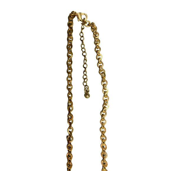 Vintage Gold Chain Necklace With Yellow Thread Wrapped Beaded Design & Lobster C - Picture 4 of 5